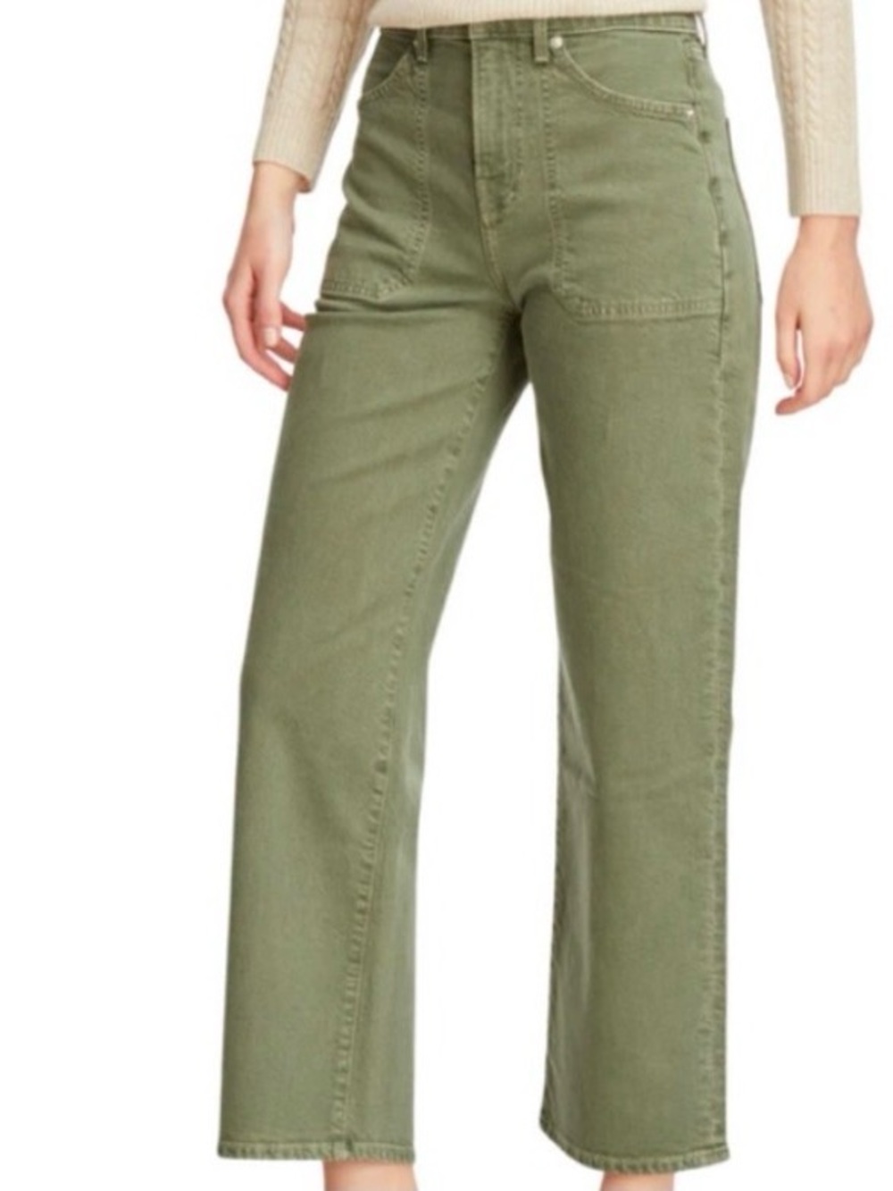 Veronica Beard Crosbie Wise Leg Crop High Rise in Stone Army size 29.